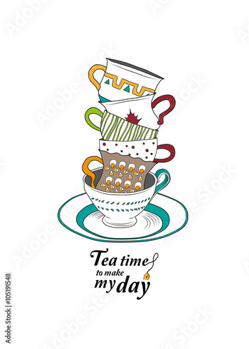 Tea time elegant interior decor illustration