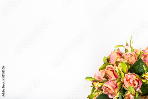 Bouquet of valentine roses isolated on white background.