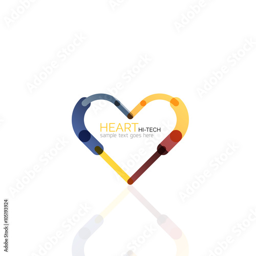Logo love heart, abstract linear geometric business icon
