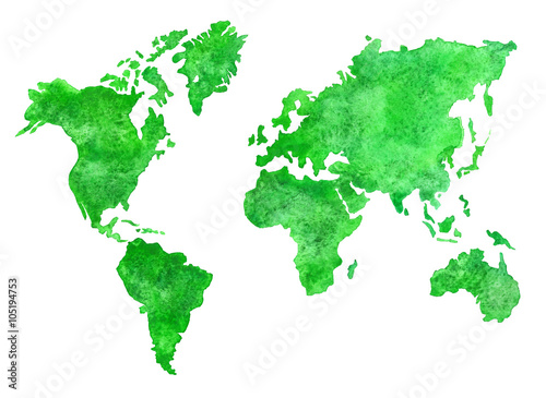 Green watercolor map