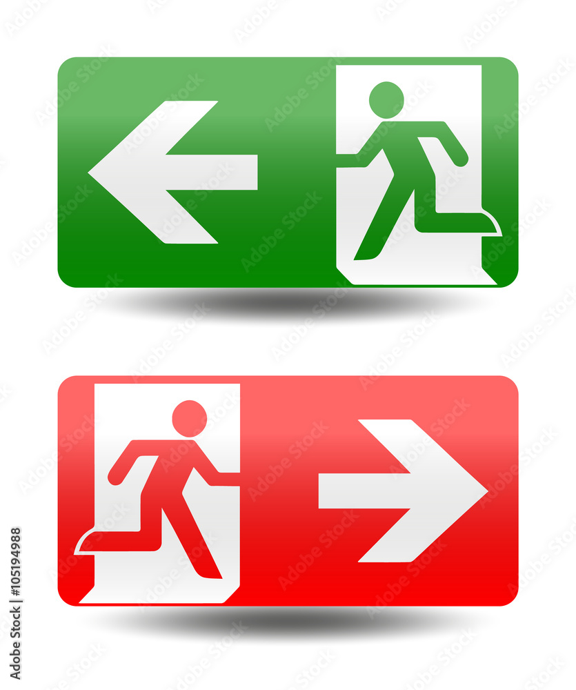 Fire emergency icons. Vector illustration. Fire exit. Fire emergency icons. Vector illustration. Fire exit.