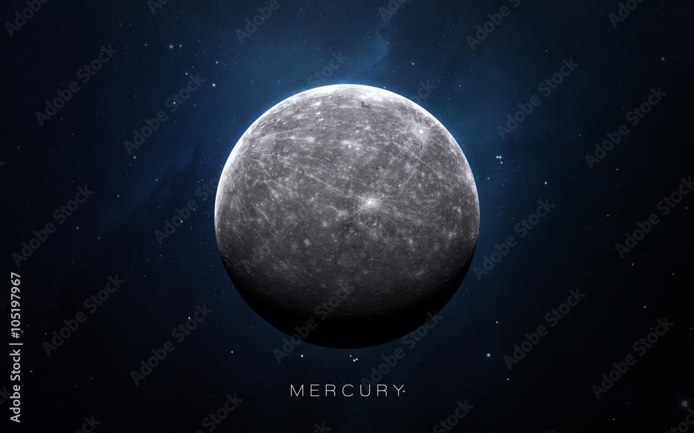 Mercury - High resolution 3D images presents planets of the solar system. This image elements furnished by NASA.