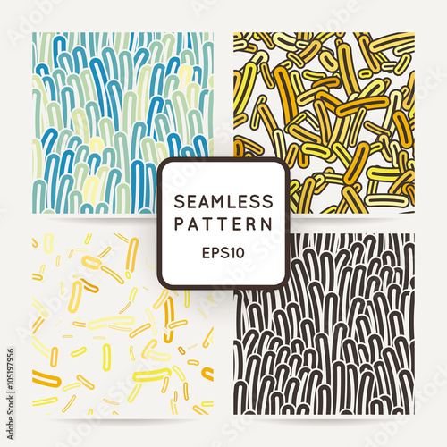 Set of four seamless vector patterns of amoebae and other protozoa bacilli.