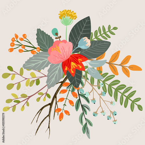 Botanical floral bouquet