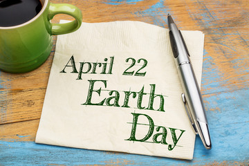 April 22 Earth Day on napkin