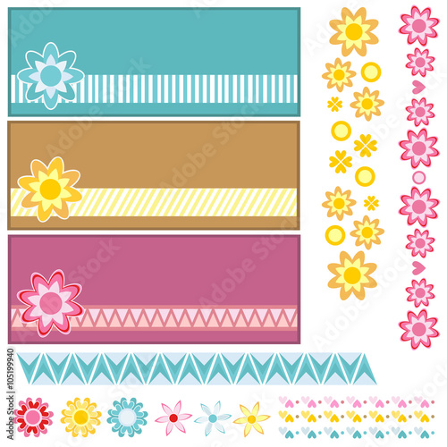 Tags and trims with flowers and hearts