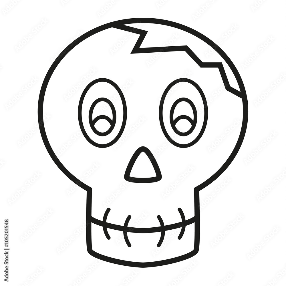 Coloring book - skull with cracked head Coloring book - skull with cracked head