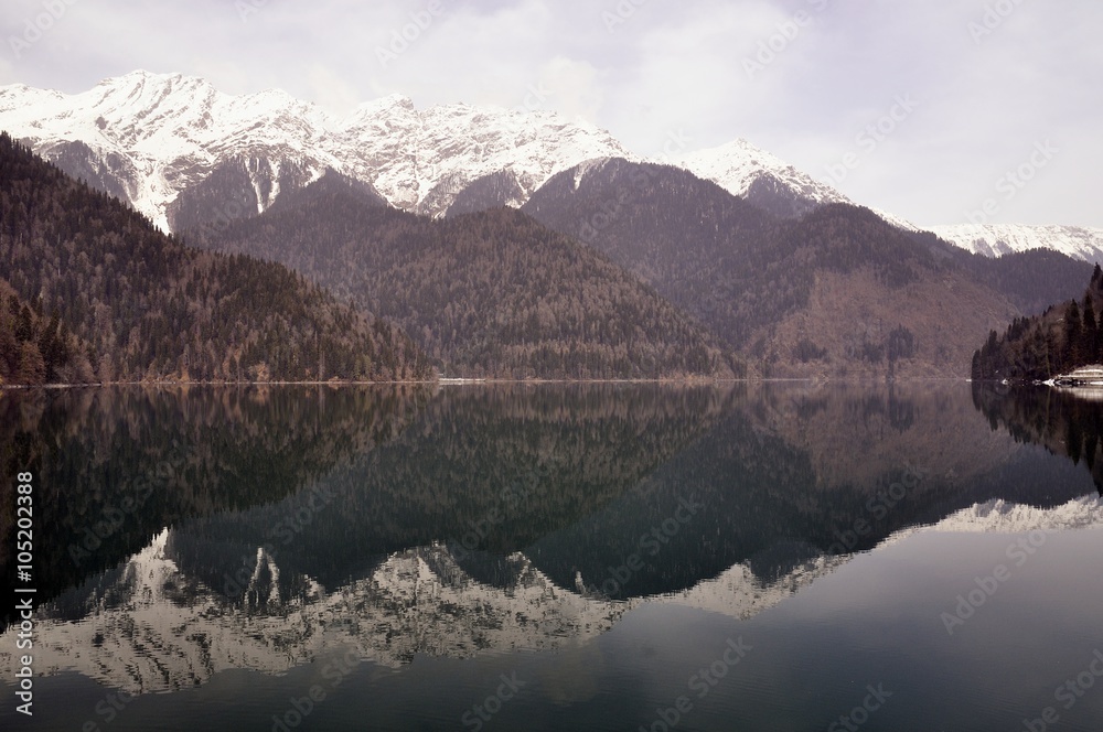 Mountain lake of Rica (Ritsa) in Abkhazia