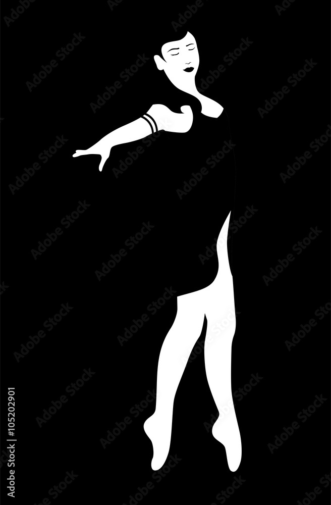 dancing girl black white