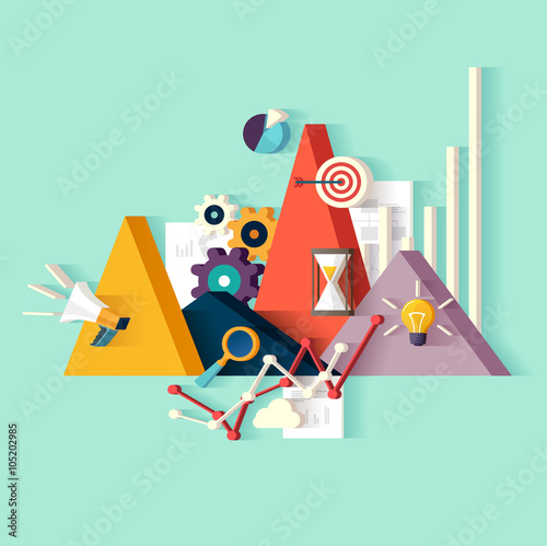 Data analytics. Flat design.