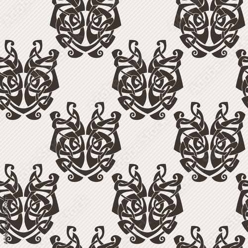 Elegant difficult curled ornamental gothic tattoo seamless pattern. Celtic style. Maori. © Drekhann