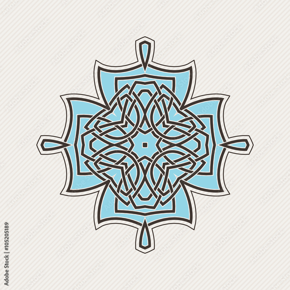Vector mandala. Gothic lace tattoo. Celtic weave with sharp corners. 