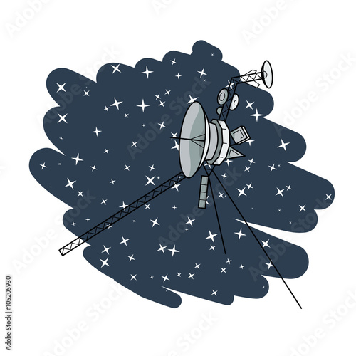 Vector illustration with space satellite in deep space.