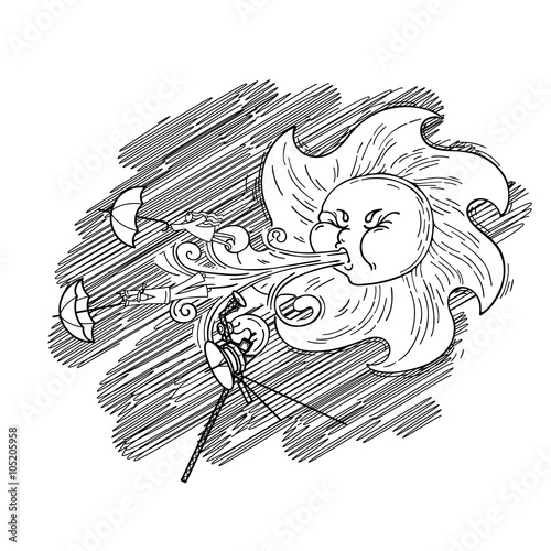Fantastic vector illustration with the solar wind.