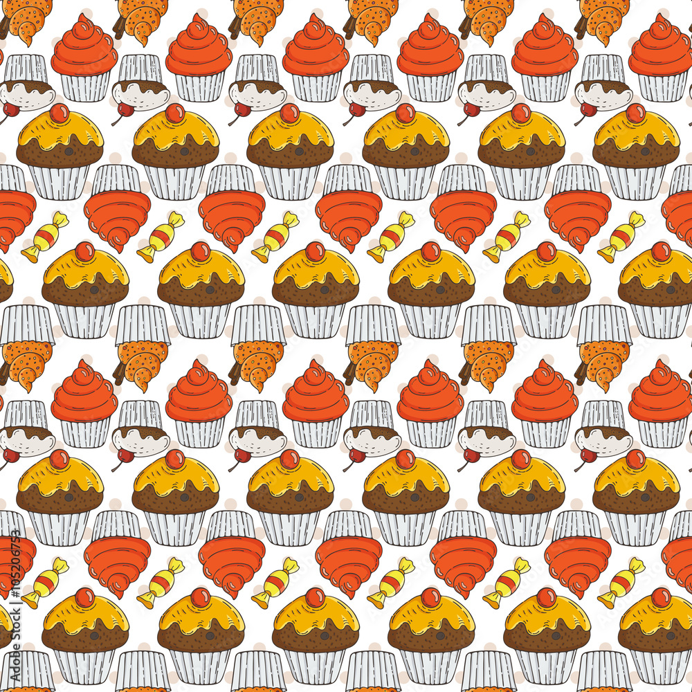 Vector Candy and Muffins Seamless Pattern Vector Candy and Muffins Seamless Pattern