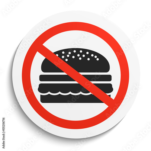 No Fast Food Sign on White Round Plate