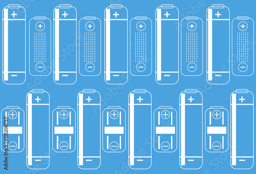 battery outlines icon on a blue colored background 