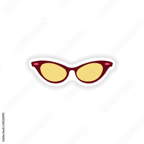 paper sticker on white background glasses women