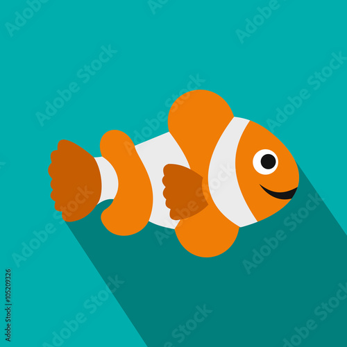 Clownfish flag icon, flat style