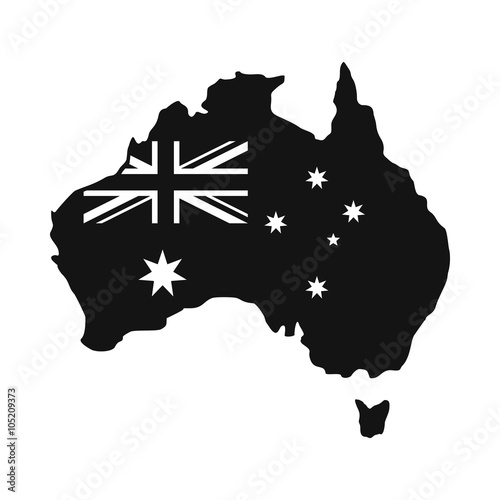 Australia map with the image of the national flag