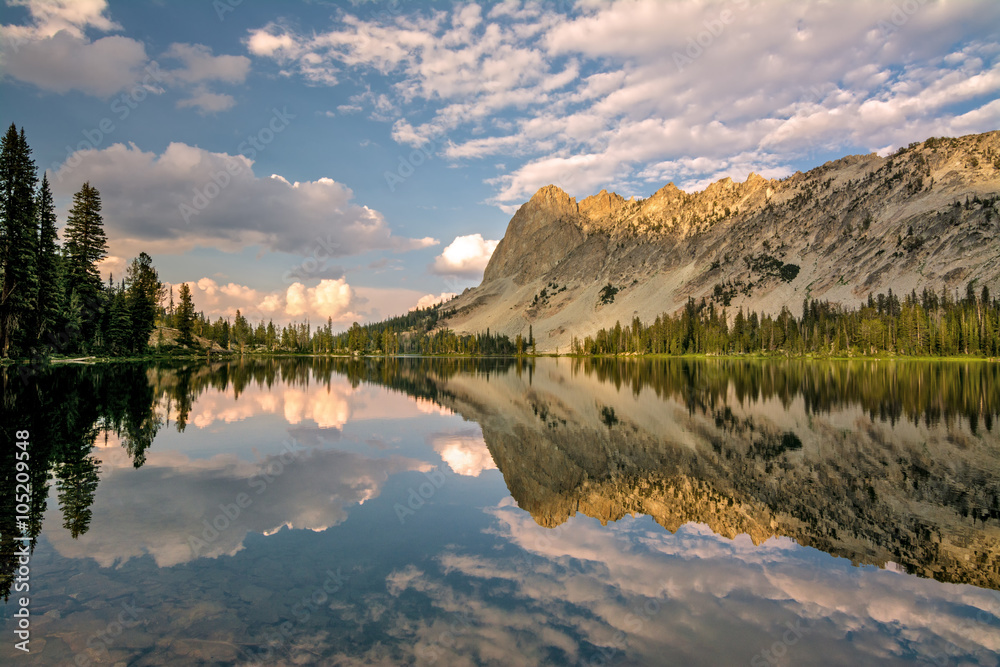 Idaho mountain lake and cloud reflection