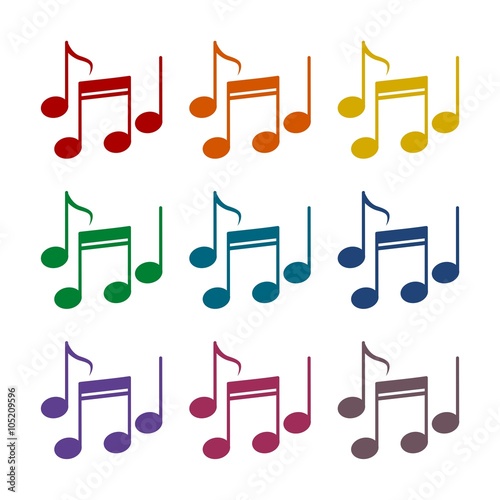 Music notes icons set 