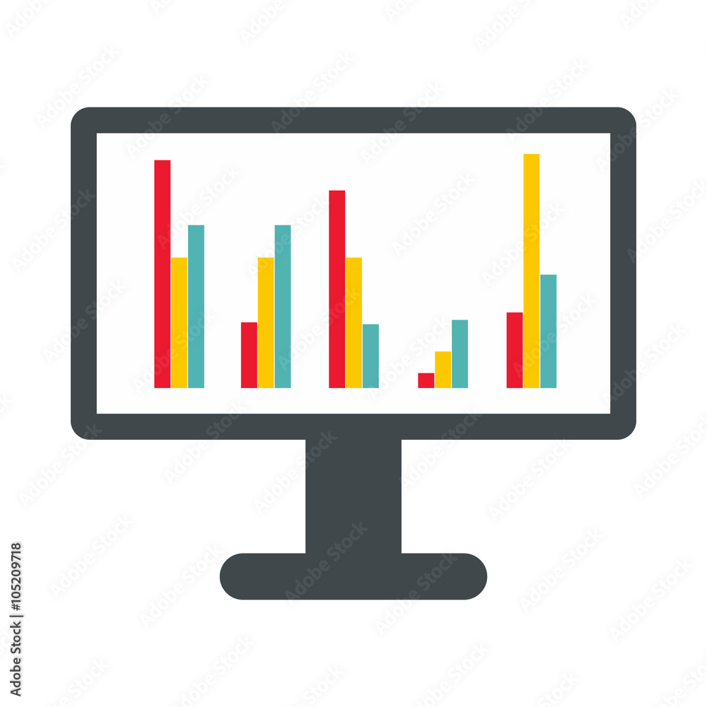 Computer screen with business graph icon Computer screen with business graph icon