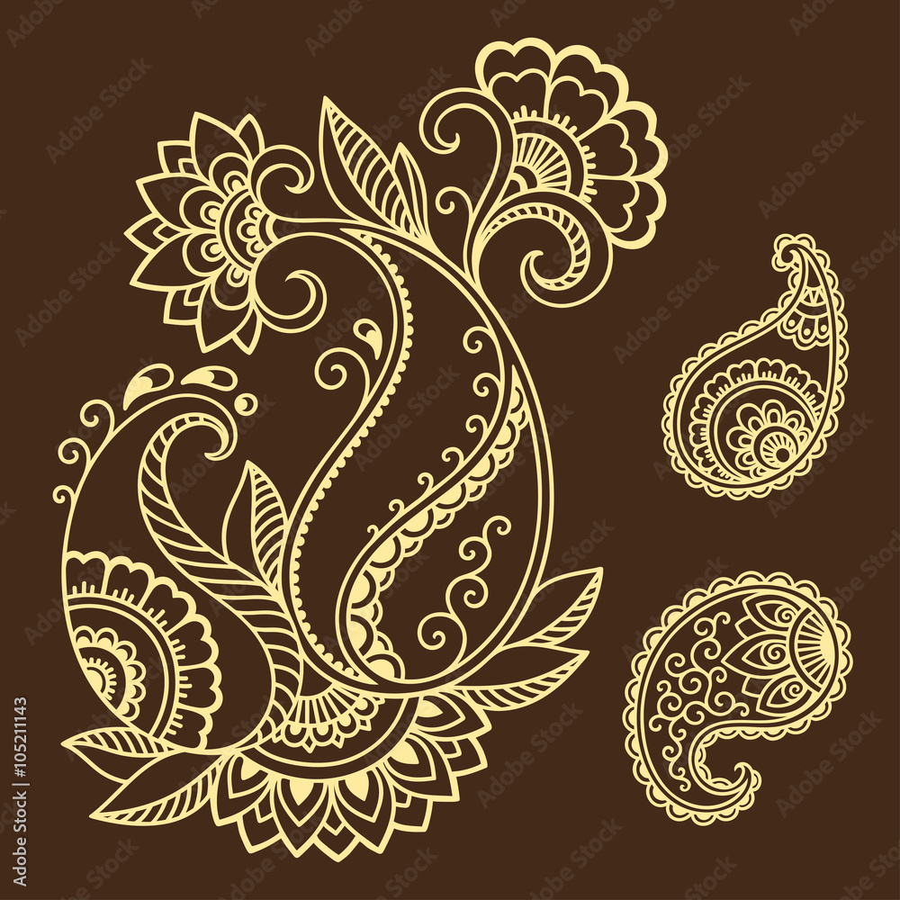 Henna tattoo flower template.Mehndi.
Henna tattoo flower template.Mehndi.