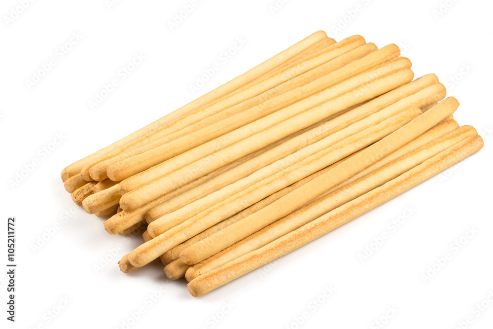 bread sticks on white background