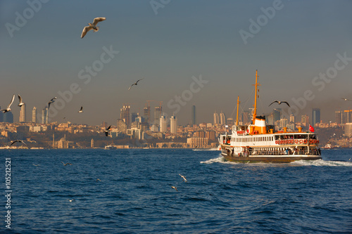 Passenger ship across the Bosporus in Istanbul