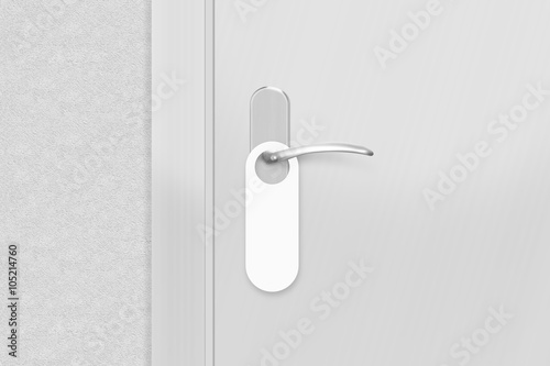 Door knob with blank doorhanger mock up. 