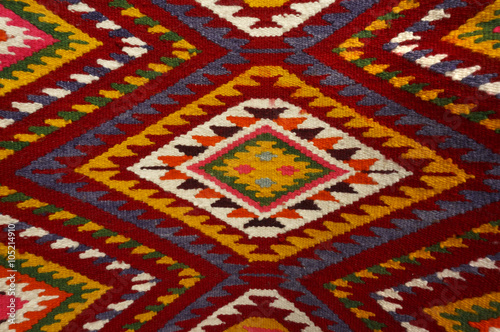 Vintage    oriental  colorful handmade traditional woolen rug 1