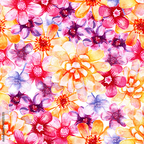 Watercolor floral seamless pattern.