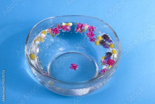 bowl with water and flowers