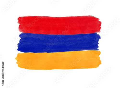 Flag of Armenia painted with gouache