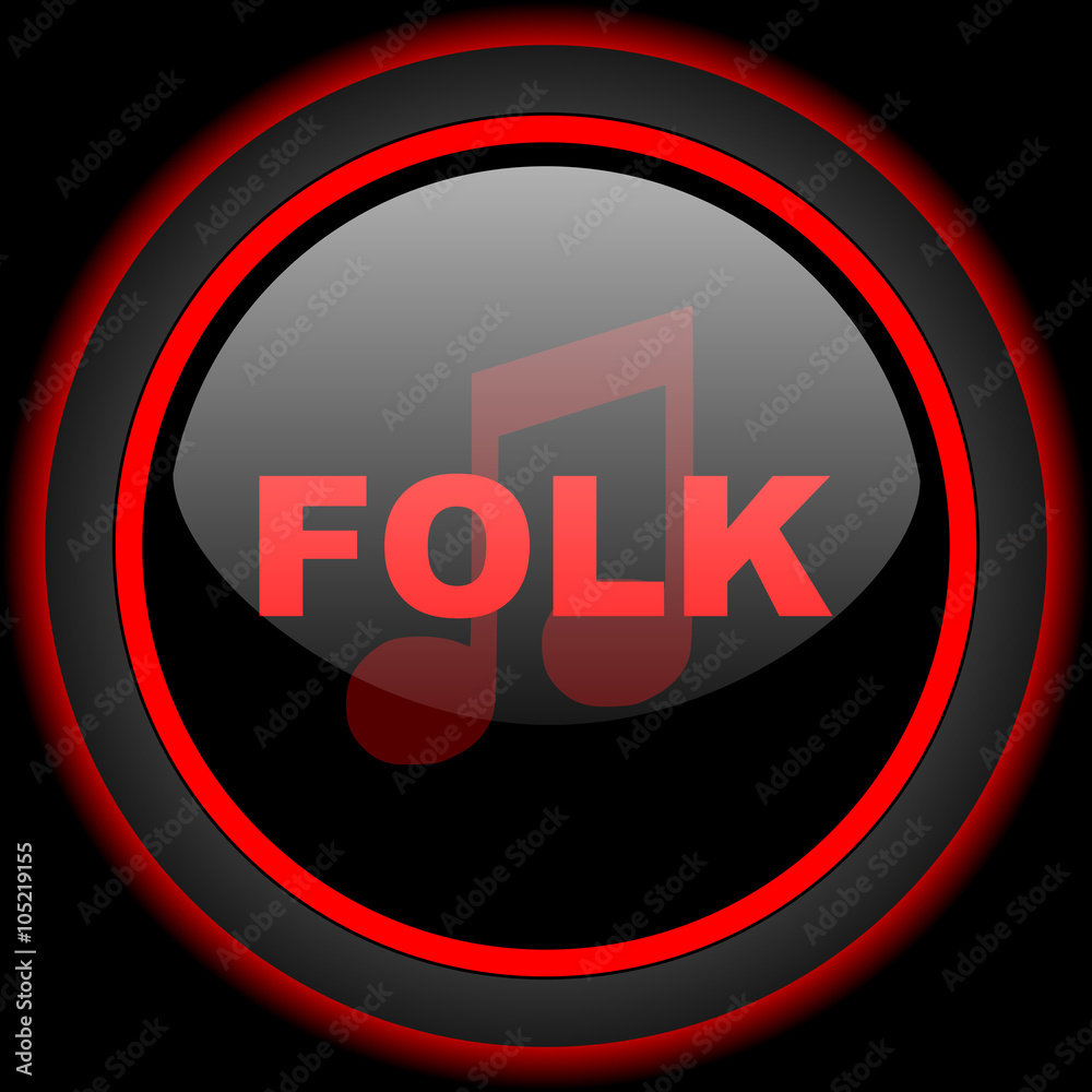 folk music black and red glossy internet icon on black background folk music black and red glossy internet icon on black background
