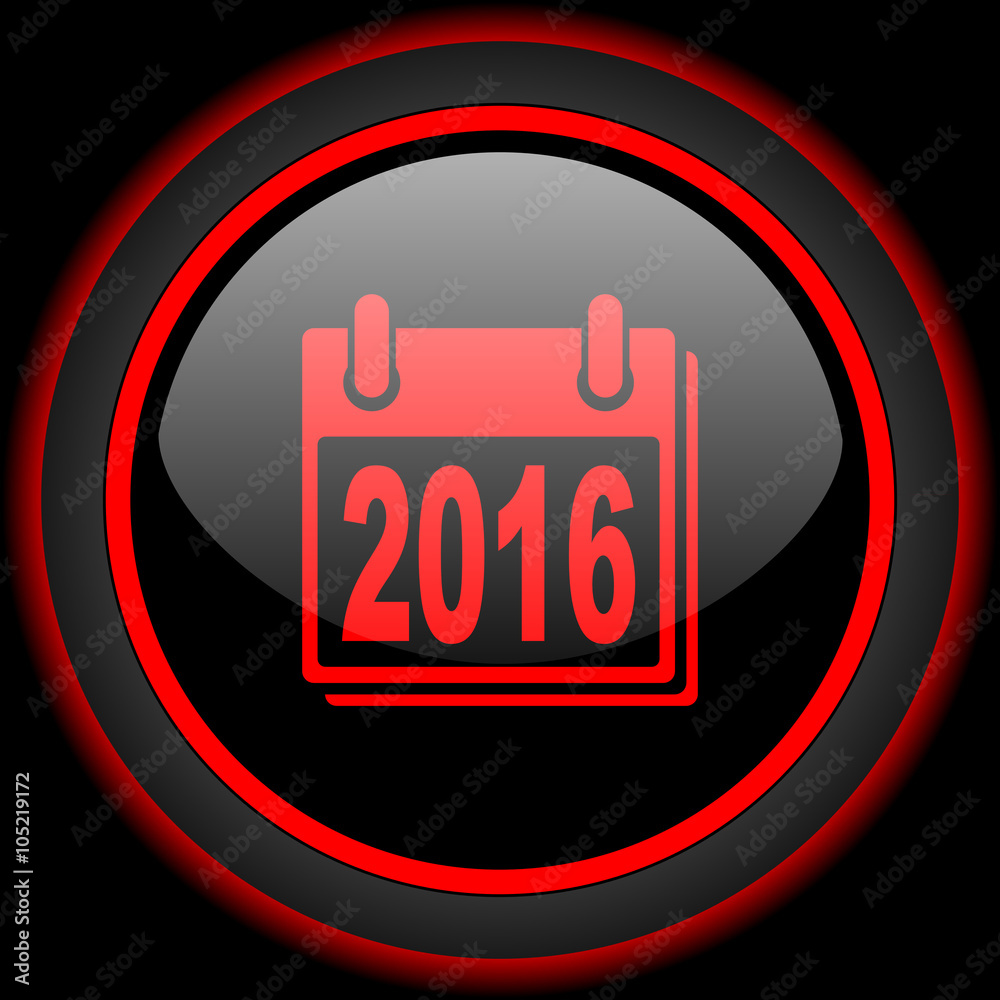 new year 2016 black and red glossy internet icon on black background new year 2016 black and red glossy internet icon on black background