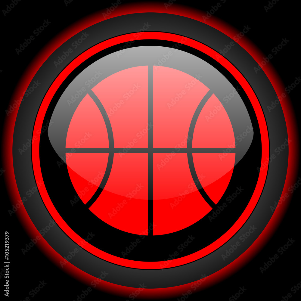 Fototapeta ball black and red glossy internet icon on black background