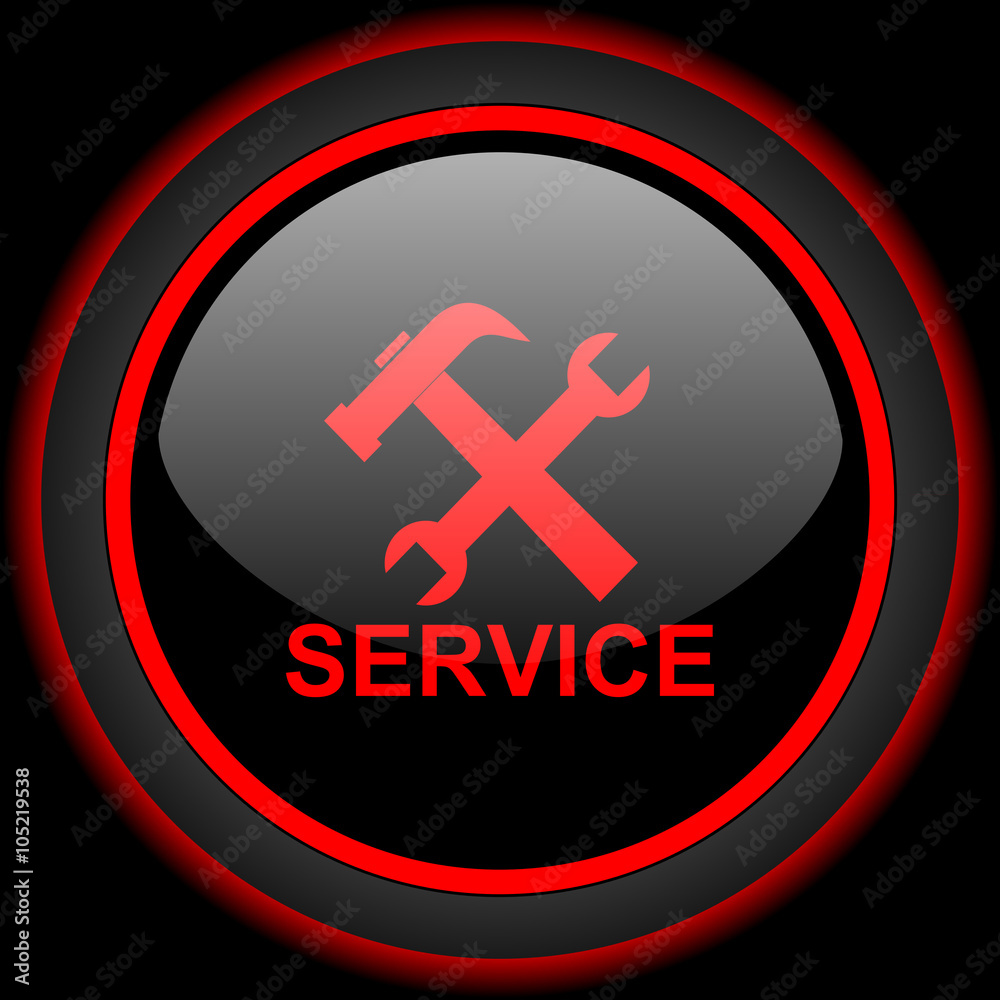 service black and red glossy internet icon on black background service black and red glossy internet icon on black background