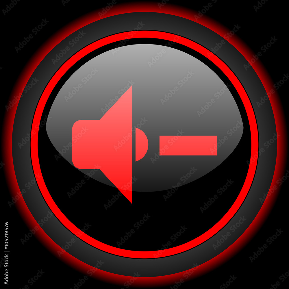 speaker volume black and red glossy internet icon on black background speaker volume black and red glossy internet icon on black background