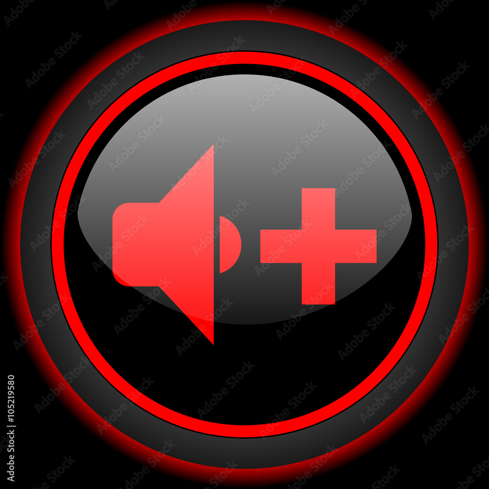 speaker volume black and red glossy internet icon on black background speaker volume black and red glossy internet icon on black background