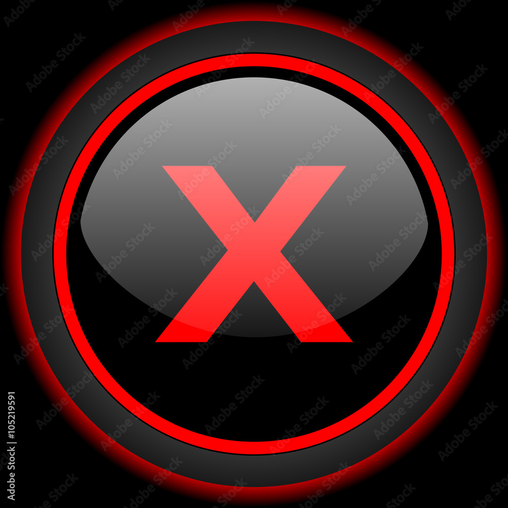 Obraz premium cancel black and red glossy internet icon on black background