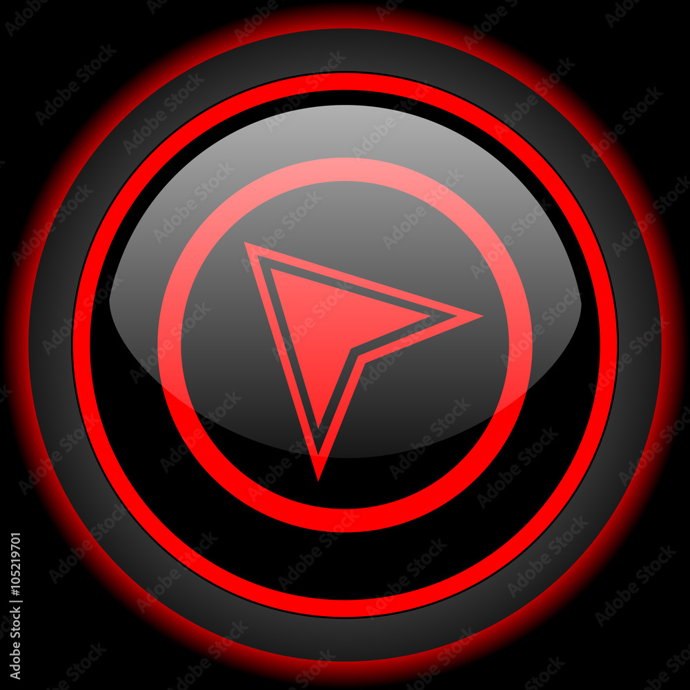 navigation black and red glossy internet icon on black background navigation black and red glossy internet icon on black background