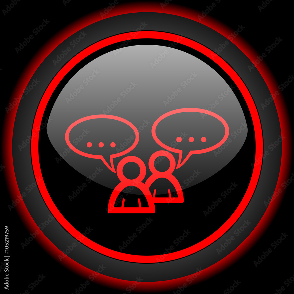 forum black and red glossy internet icon on black background