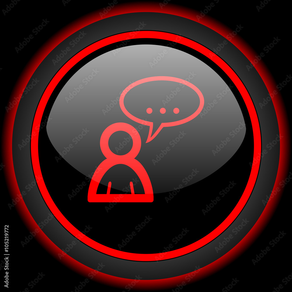 forum black and red glossy internet icon on black background