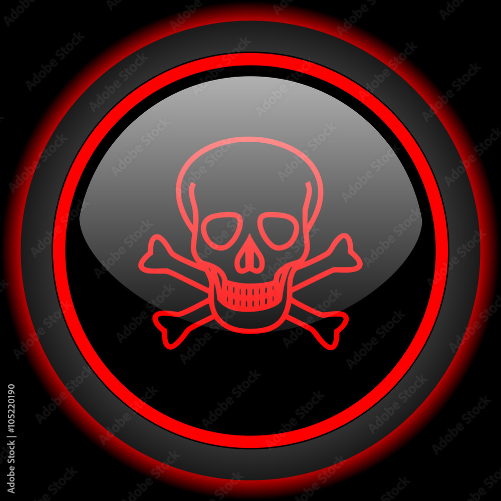 skull black and red glossy internet icon on black background skull black and red glossy internet icon on black background