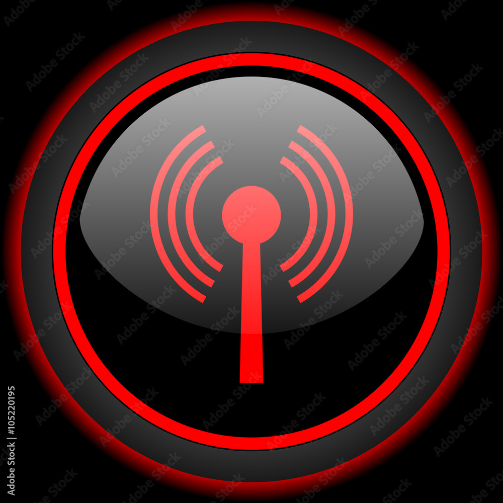 wifi black and red glossy internet icon on black background wifi black and red glossy internet icon on black background