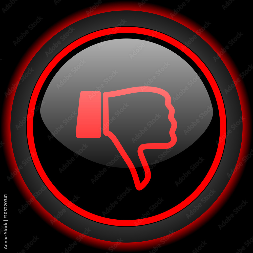 dislike black and red glossy internet icon on black background dislike black and red glossy internet icon on black background