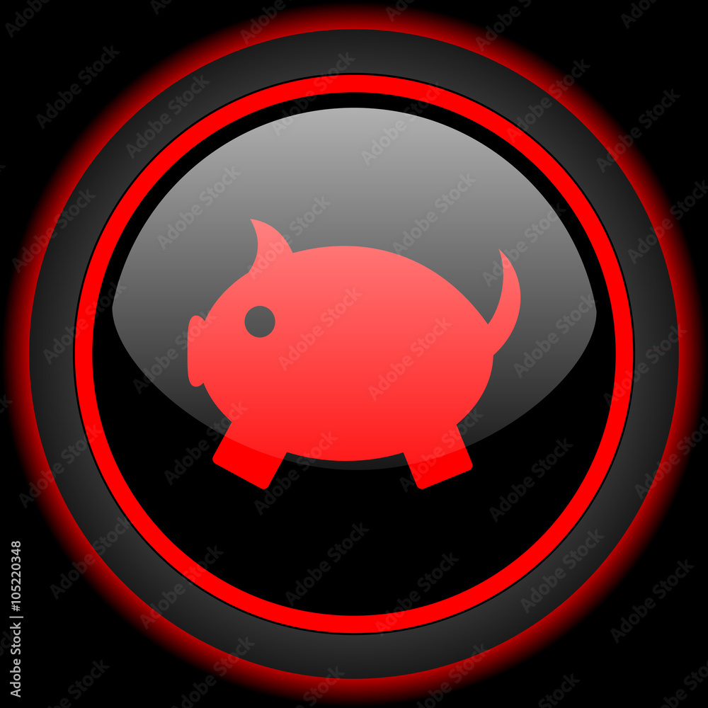 piggy bank black and red glossy internet icon on black background piggy bank black and red glossy internet icon on black background