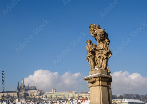 Sculptures in Prague on the Charles Bridge